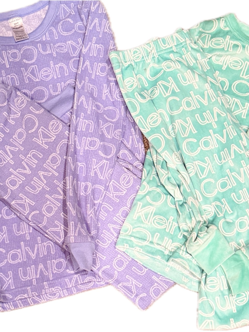 Calvin Klein Kids Two-Piece Pajama Set - Lavender & Mint Green
